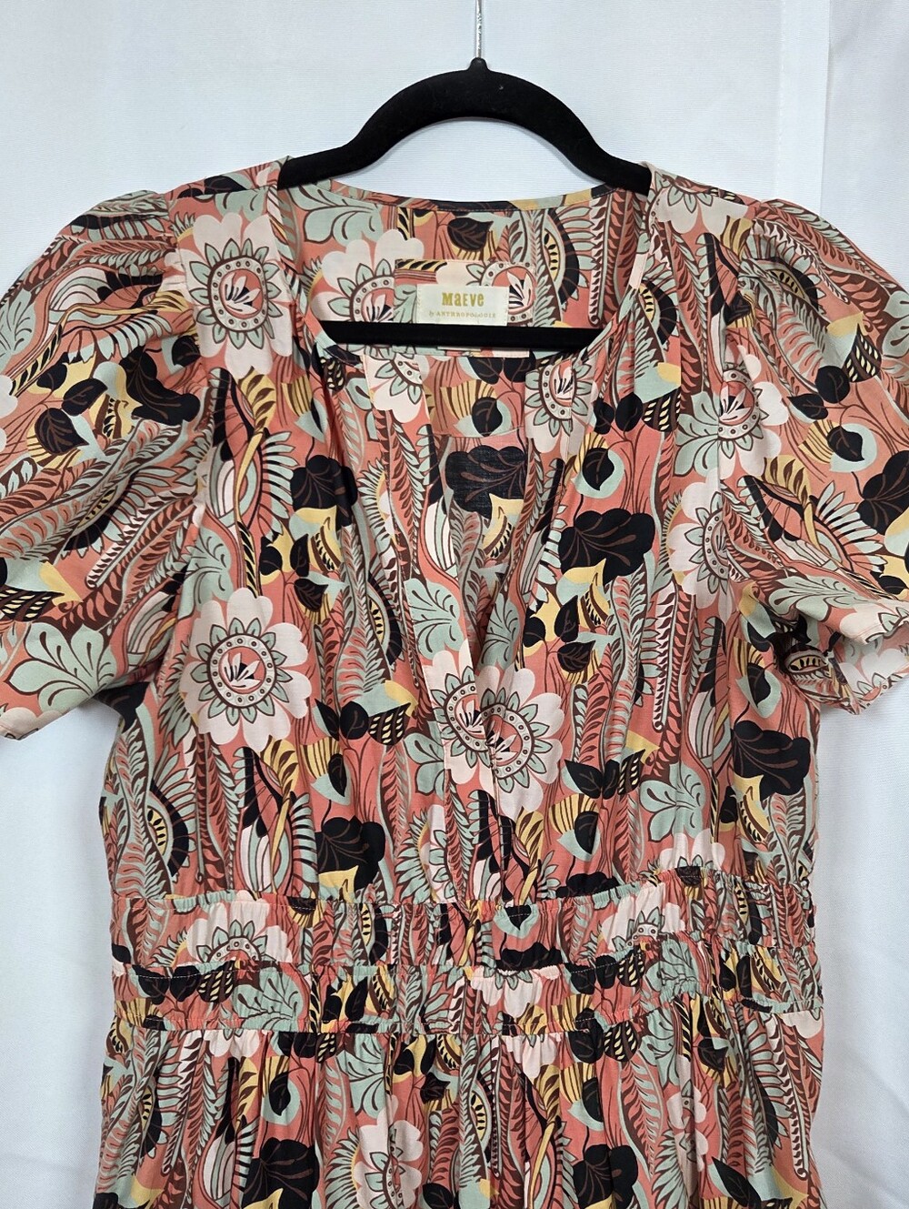 Anthropologie Somerset Warm Motif Floral Tiered Maxi Dress Short Sleeve Sz M - Picture 3 of 12